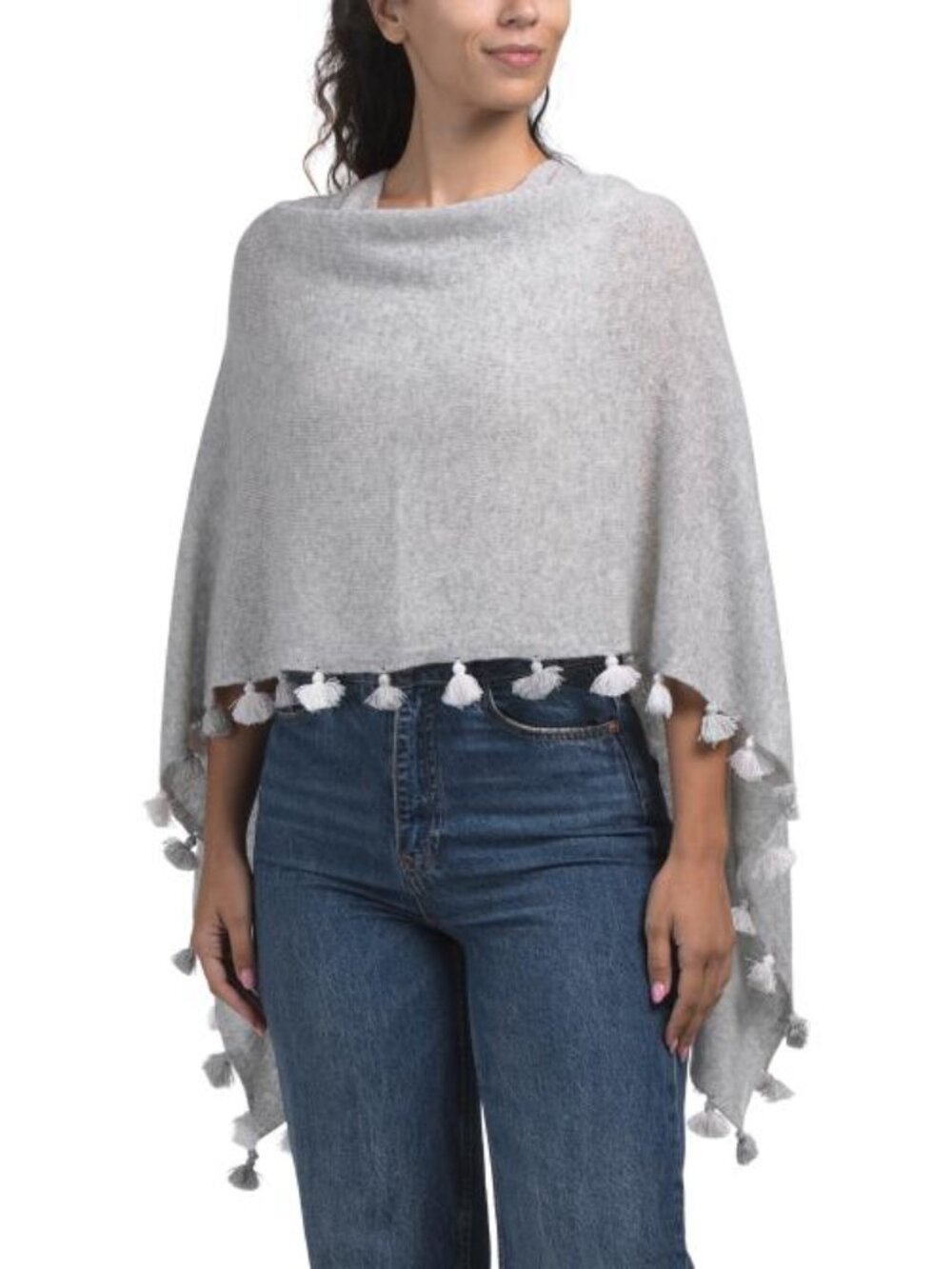 ALASHAN Cashmere Tassel Trim Topper Poncho